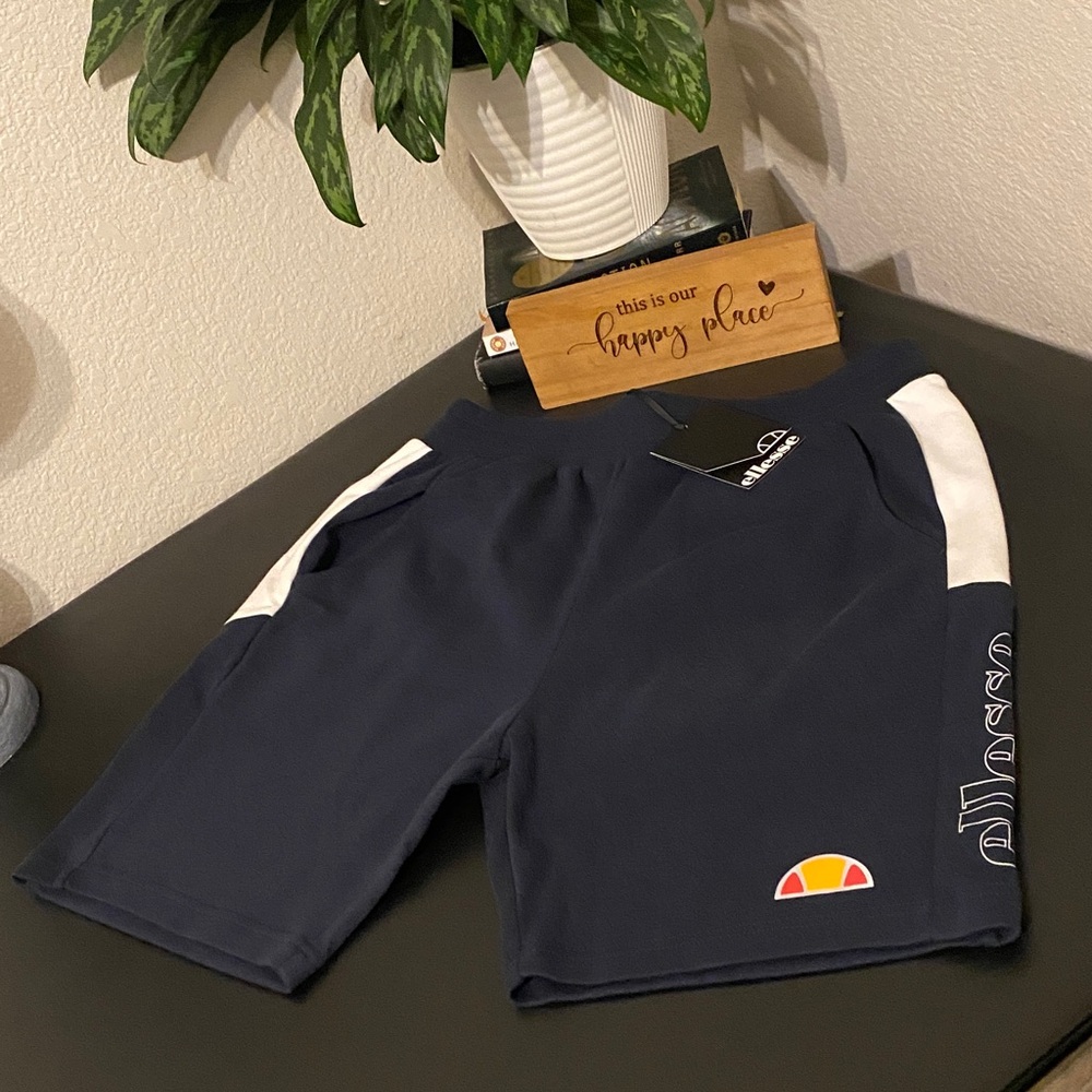 Ellesse Dark Blue and White Athletic Shorts